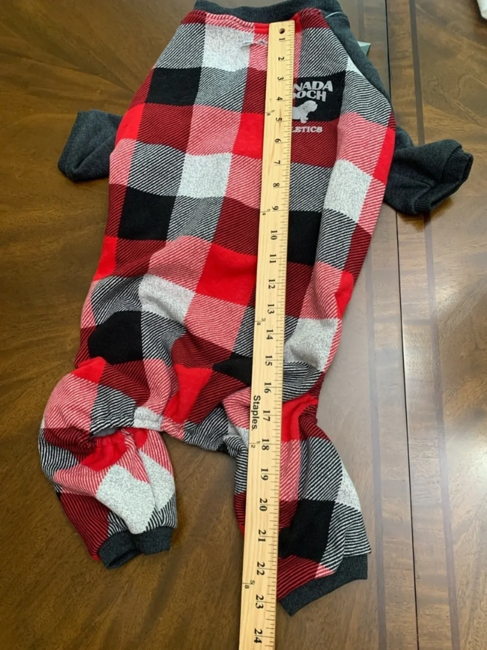 🦋 CANADA POOCH Red Black Buffalo Plaid Frosty Fleece Sweatsuit NWT Size 20